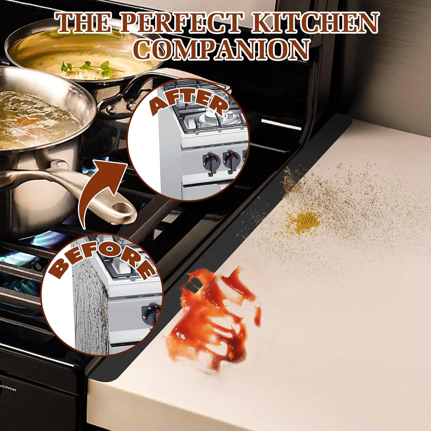 

Multifuntional Stove Gaps Covers 2Pcs Stainless Steel Texture 13.8" to 27.6" Expandable Counter Gaps Fillers Gaps Cover AntiRust