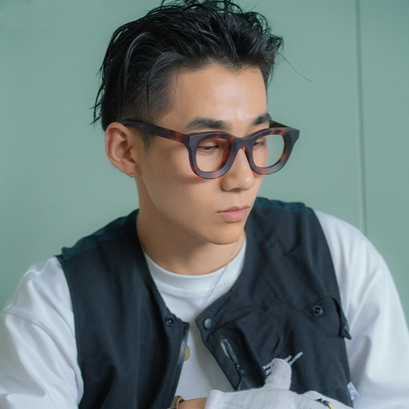 Handmade Retro Square Glasses Frame for Men Women Super Thick Trendy Eyeglasses High-end Quality Acetate Vintag Full Rim Eyewear