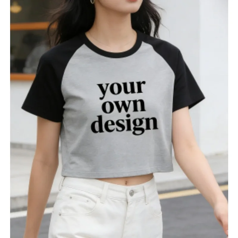 Customized Summer Short T Shirt Diy Your Like Photo Your Logo Printed Fashion T Shirt T-shirt Women