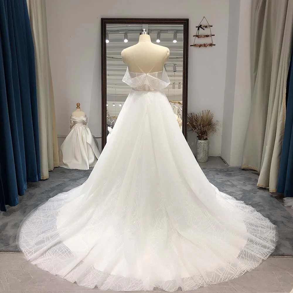 Customization Popular Design Wedding Gown For Bride 2024 Deep V-neck Ball Gown Wedding Dress Zipper Vestido De Novia QW01861