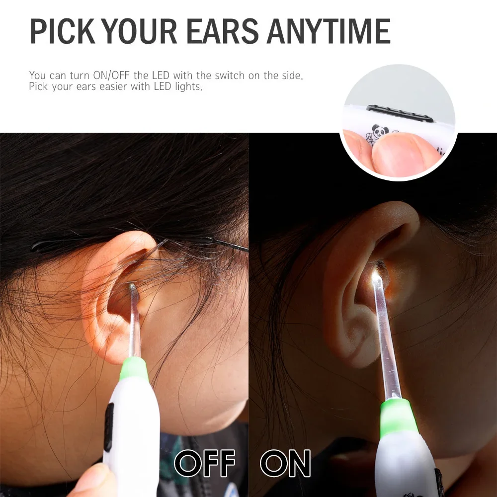 Baby Care Ear Cleaner LED Flashlight Earpick Children Cleaning Ear Curette Kids Luminous Ear Spoon Ear Cure Ear Wax Remove Tools