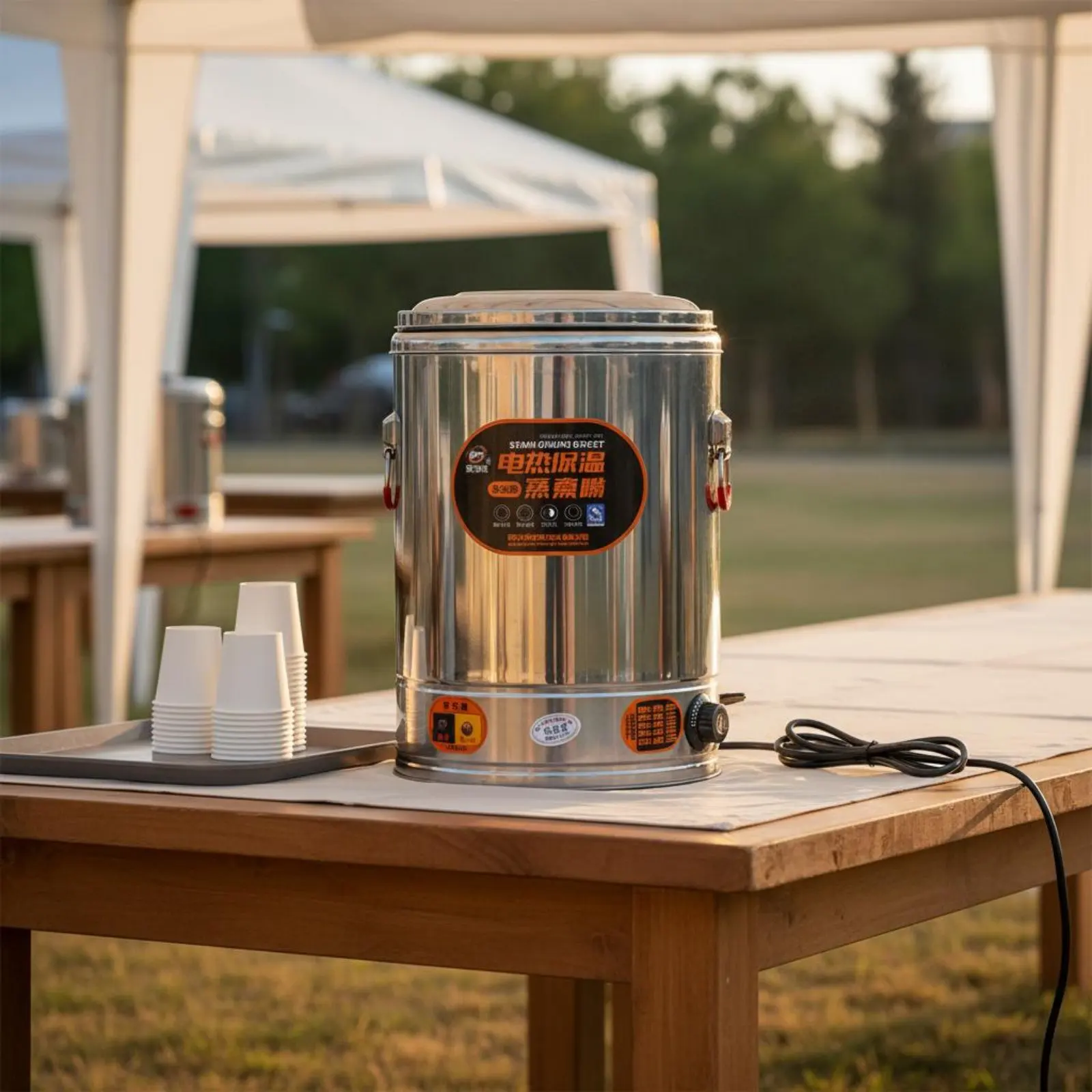 Electric Insulated Barrel Keep Warm Function Electric Soup Kettle Countertop Food Warmer Multi-Functional for Restaurants, Party