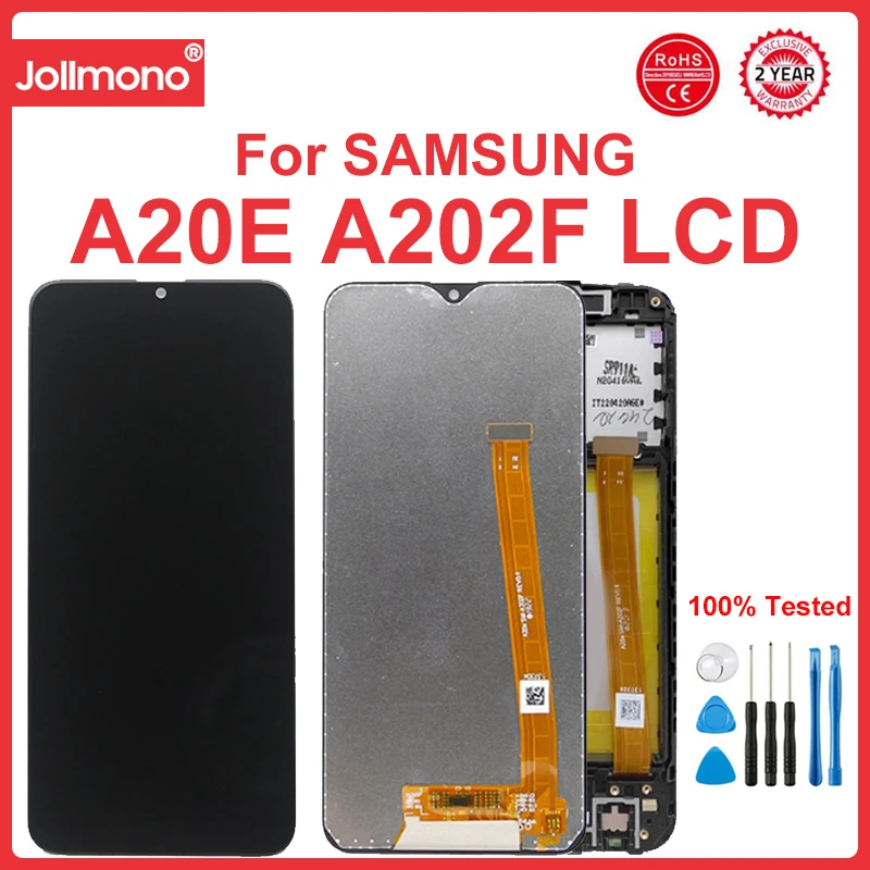 

5.8" A20E Display Screen, for Samsung Galaxy A20e A202 A202F LCD Display Touch Screen Digitizer Assembly Replacement with Frame