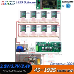 4S-192S 200A Smart YL DIY BMS LiFePO4 Li-ion LTO z przekaźnikiem Bluetooth-kompatybilny z wyświetlaczem LCD z zasilaniem słonecznym