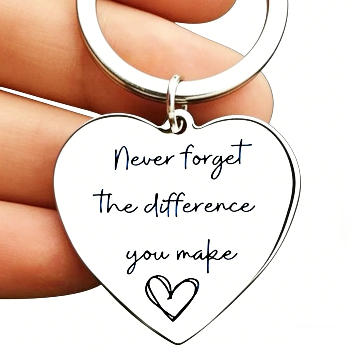 1pc Inspirational Keychain for Women Motivational Gifts Never Forget the Difference You Make Heart Key Chain Appreciation Gift