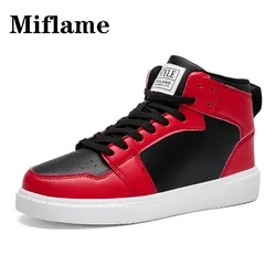 Sneakers alte da uomo rosse alla moda scarpe sportive comode in pelle da uomo Sneakers Unisex scarpe Hip-Hop per uomo zapatillas hombre