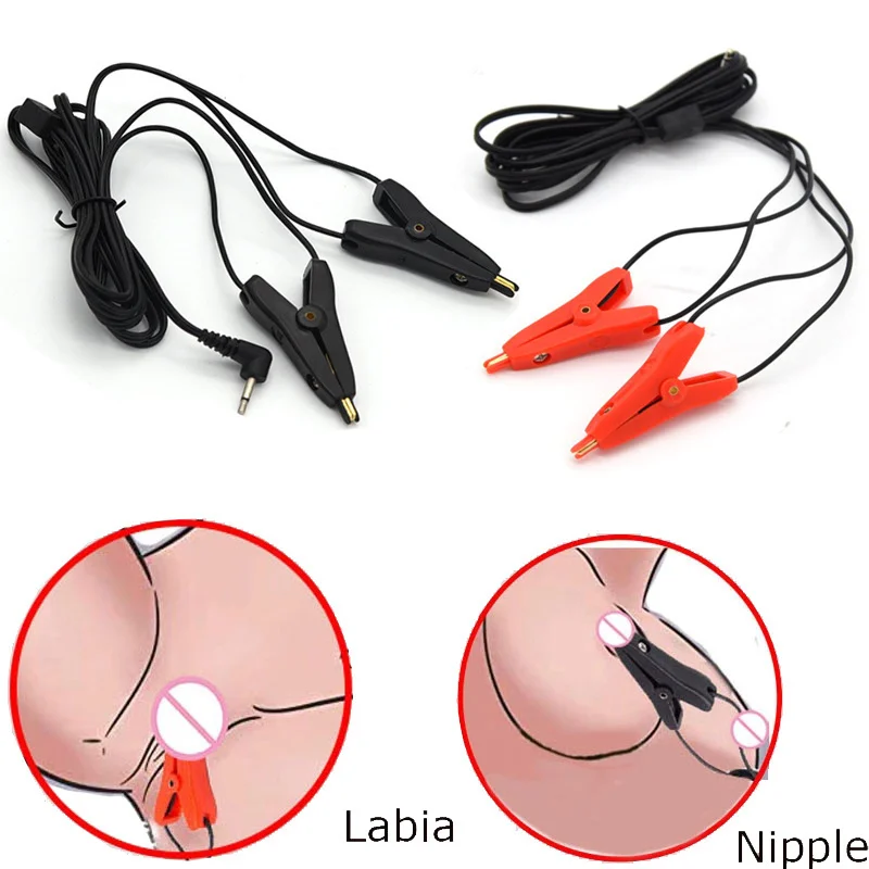 18+ Adults Electric Shock Nipple Clamps Electrical Stimulator Electro Labia Clip Clitoris Massager E-stim Slave Women Sex Toys