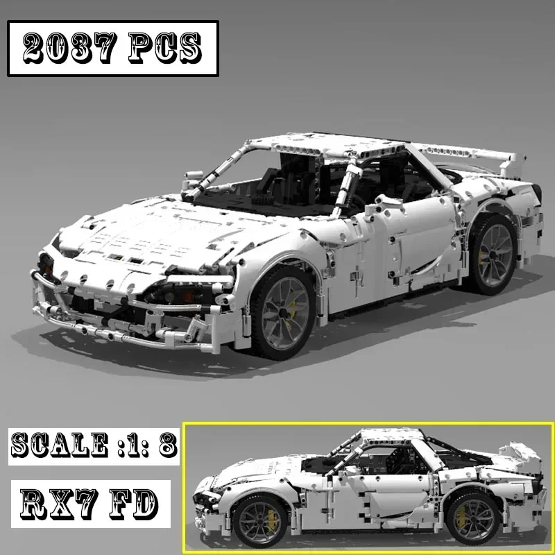 New MOC-97838 1:8 Scale Super Sports Car Model  RX7 FD Buiding Kit Creators Block Bricks Toys for Kids Birthday Gifts Boys Set