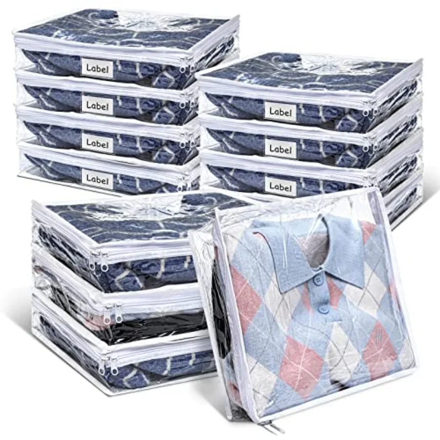 

Pcs Clear Zippered Storage Bags Pvc Sweater Sheet Organizer Plastic Sheet Storage Sweater Bags With Zipper And Label Pocket Con