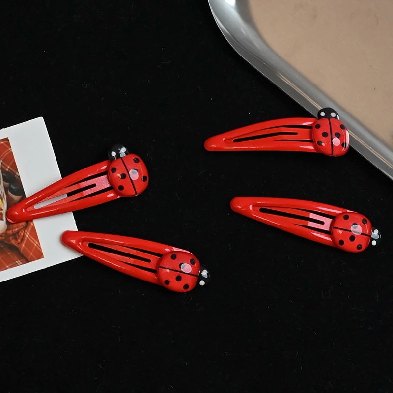 

4 шт. забавные заколки для волос с красной божьей коровкой, милые и острые заколки с мультяшным жуком для девочек, заколки-заколки, нескользящие заколки, аксессуары для волос