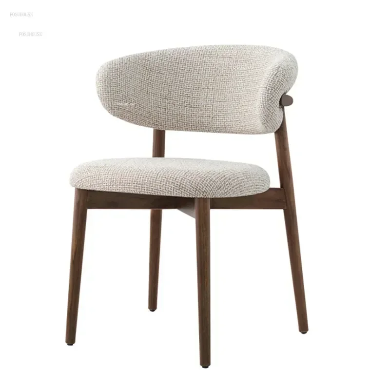 

Nordic Light Luxury Solid Wood Dining Chairs Modern Backrest Kitchen Dining Chair Restaurant Furniture Designer Fabric Chairs