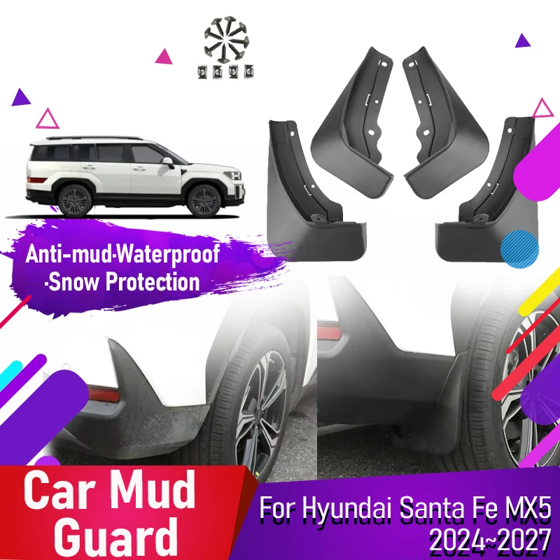 

Car Mudguards For Hyundai Santa Fe MX5 2024 2025 2026 Dustproof Fender Muds Door Guards Mudflaps Exterior Parts Auto Accessories