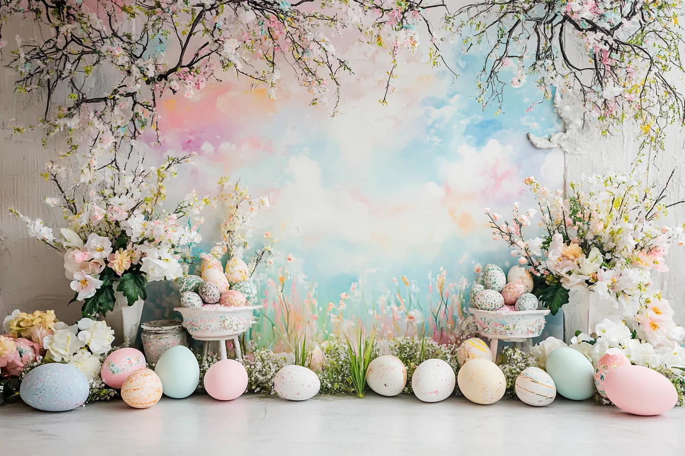 Happy Easter ฉากหลังการถ่ายภาพแบนเนอร์ตกแต่งกระต่ายทุ่งหญ้าไม้พื้นหลังไข่แบนเนอร์สําหรับพระเยซูอีสเตอร์ฤดูใบไม้ผลิ