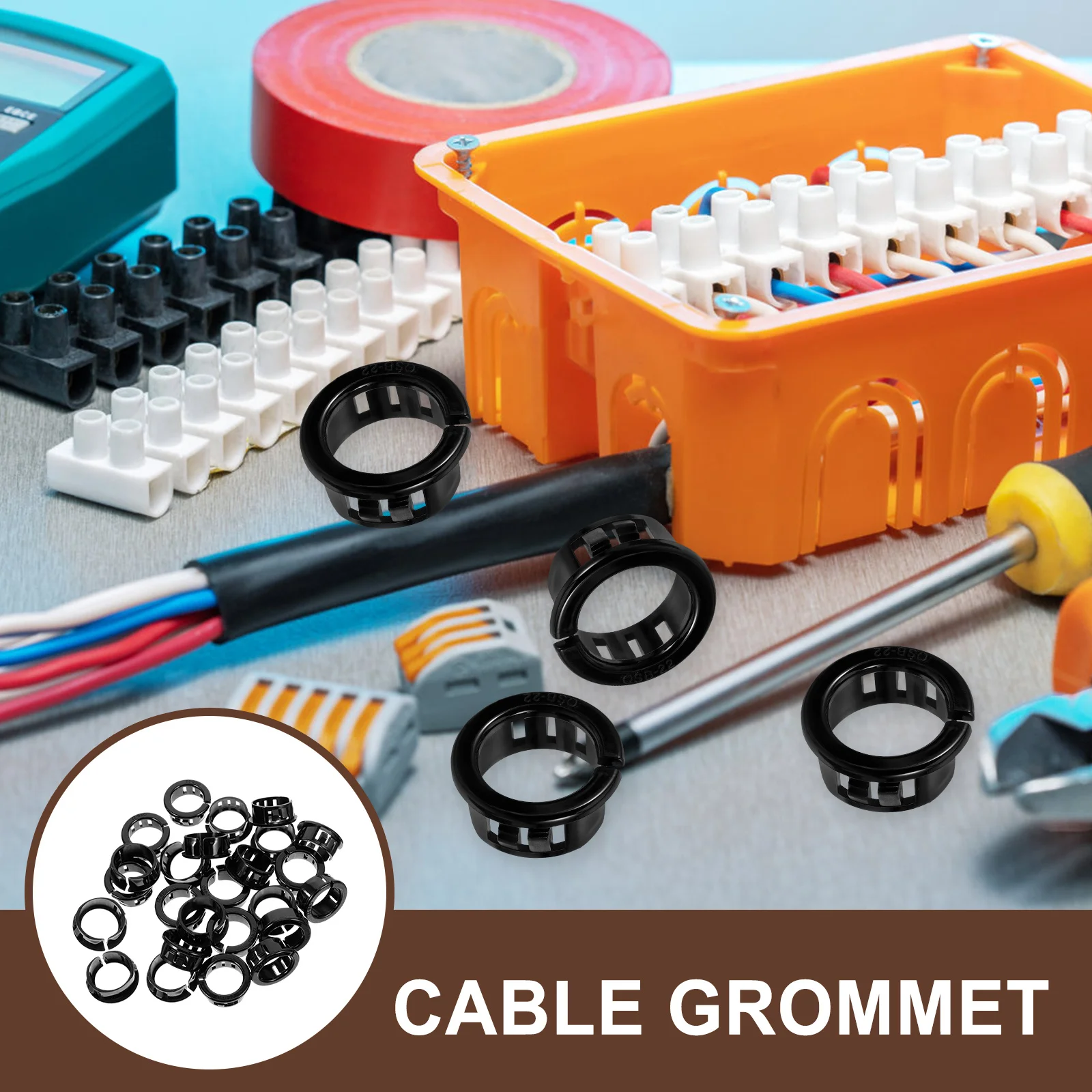 

50 pcs Cable Grommet Round Snap Bushing For Wire Protection Snap In Hose Protector Nylon Bushing Cable Mounting Accessories