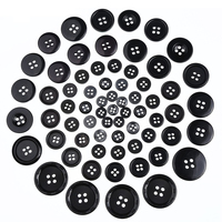 Sewing Crafting Buttons 350Pcs Black Color Round Buttons 9MM-25MM 4 Holes Resin Buttons with Storage Box for Clothes Bags Shirt