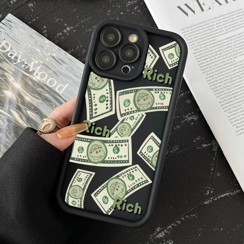 Hand-drawn Banknotes Phone Case for iPhone 14 15 Pro Max 11 12 13 Pro XS X XR 7 8 Plus Mini Soft Matte Silicone Shockproof Cover