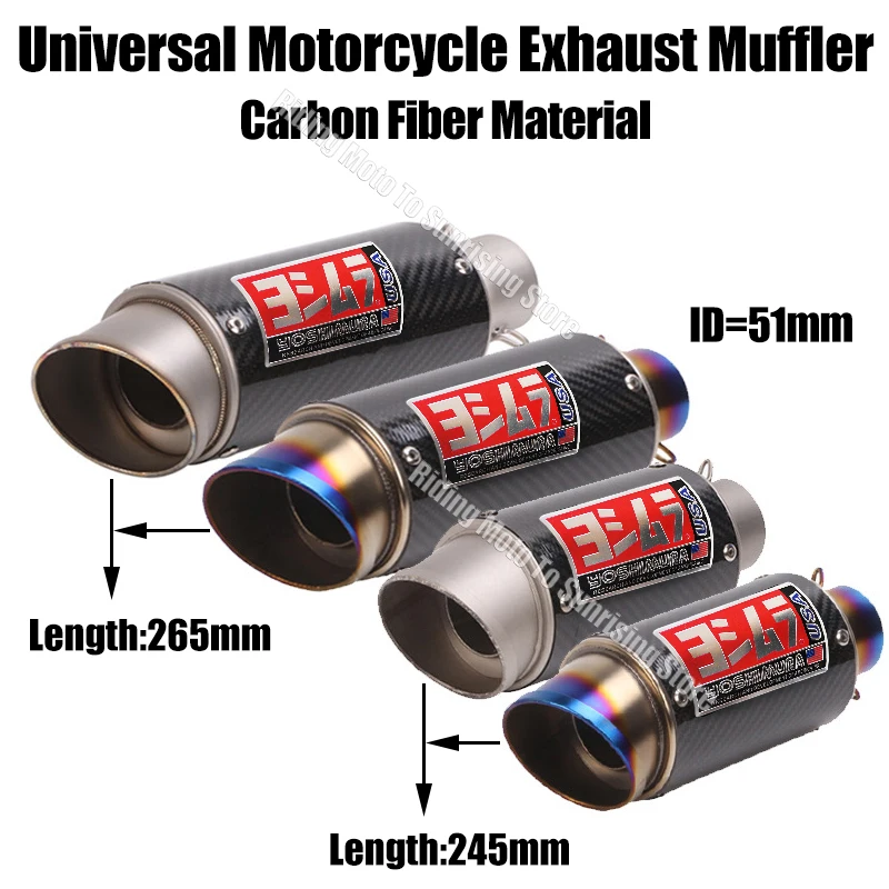 

Universal 51mm Motorcycle Carbon Fiber Yoshimura Shorter Exhaust Muffler Escape for Honda Yamaha Kawasaki Suzuki Etc Exhaust