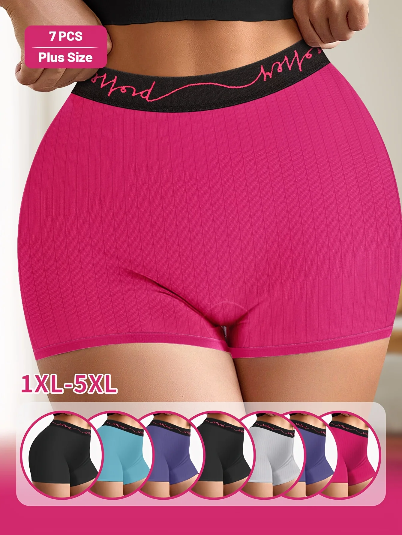

7 Pack of Large Size Underwear, Enlarged and Fattened Boxer Briefs, Boxer Briefs, Safety Pants, Women's Underwear, Letter Belt,