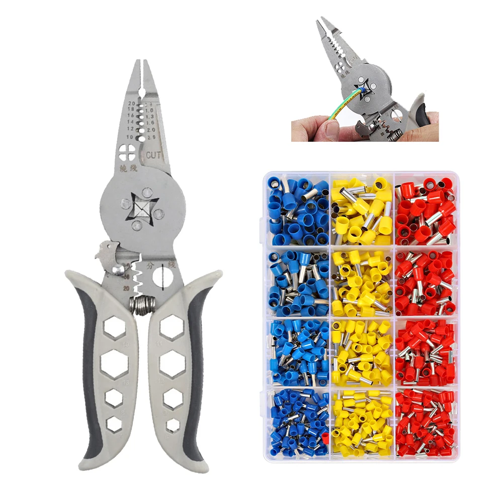 Electrician Wire Stripper Multifunctional Specific Cable Cutter Curved Mouth Wire Stripper Crimping Pliers Winding Hand Tools
