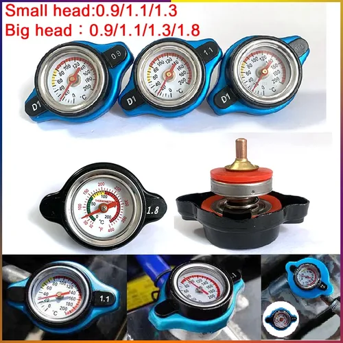 Tapa de radiador de calibre para coche, motocicleta, carreras, 0,9/1,1/1,3/1,8bar, cabezal pequeño y cubierta de tanque de cabeza grande, termostática Universal