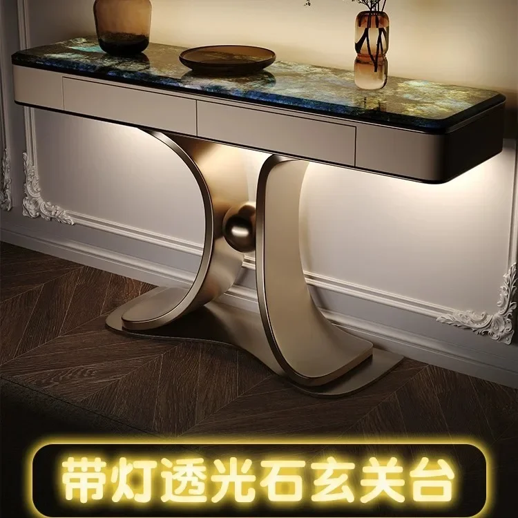 شرفة من الحجر الطبيعي الفاخر، خزانة الشرفة مع أدراج، الدخول إلى الباب، الممر ضد الحائط، الفن الإيطالي البسيط #2