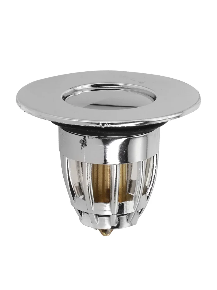 Stainless Steel Rebound Core Push Drain Filter Sink Bounce Bathtub Plug Hair Catcher Stopper Bathroom Pop-up Drain Strainers