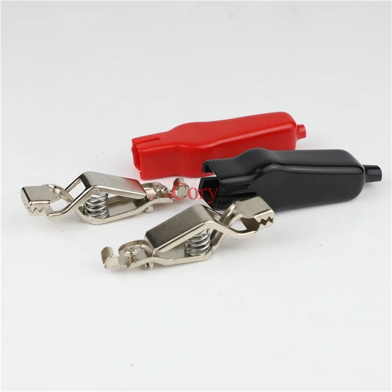 2PCS DIY Test Leads Alligator Double-Ended Crocodile Clips For Charging Connecting 20A Sheathed Alligator Clips Electrical CZYC