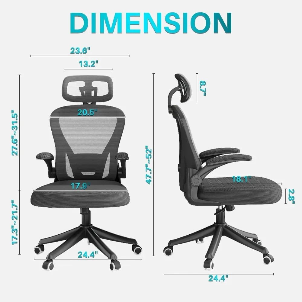 Silla de oficina ergonómica M903, asiento de escritorio de ordenador con respaldo alto con ruedas, cómoda silla de oficina de malla con soporte Lumbar ajustable