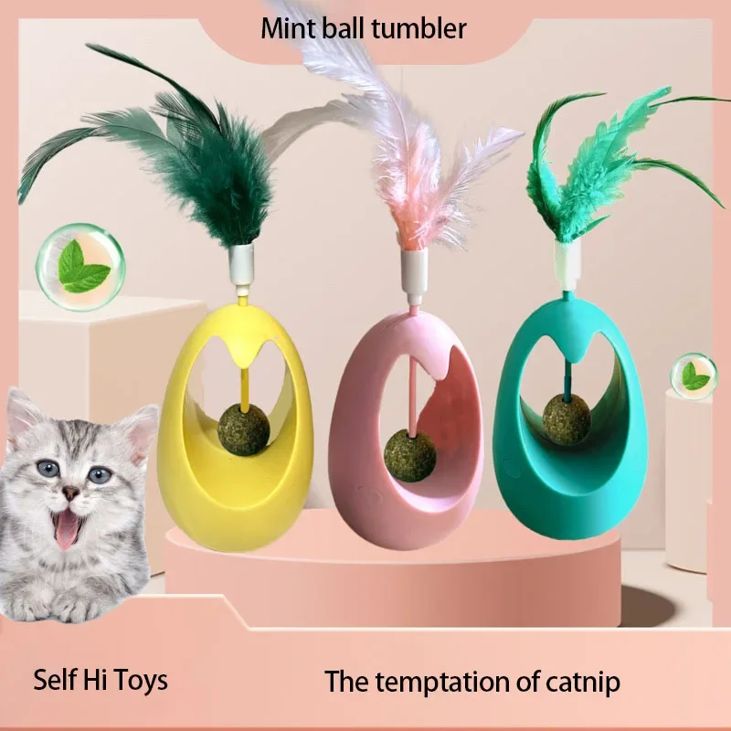 

Mint ball tumbler cat toy set training interactive toy combination set suitable for kittens pet cat supplies feather cat toy