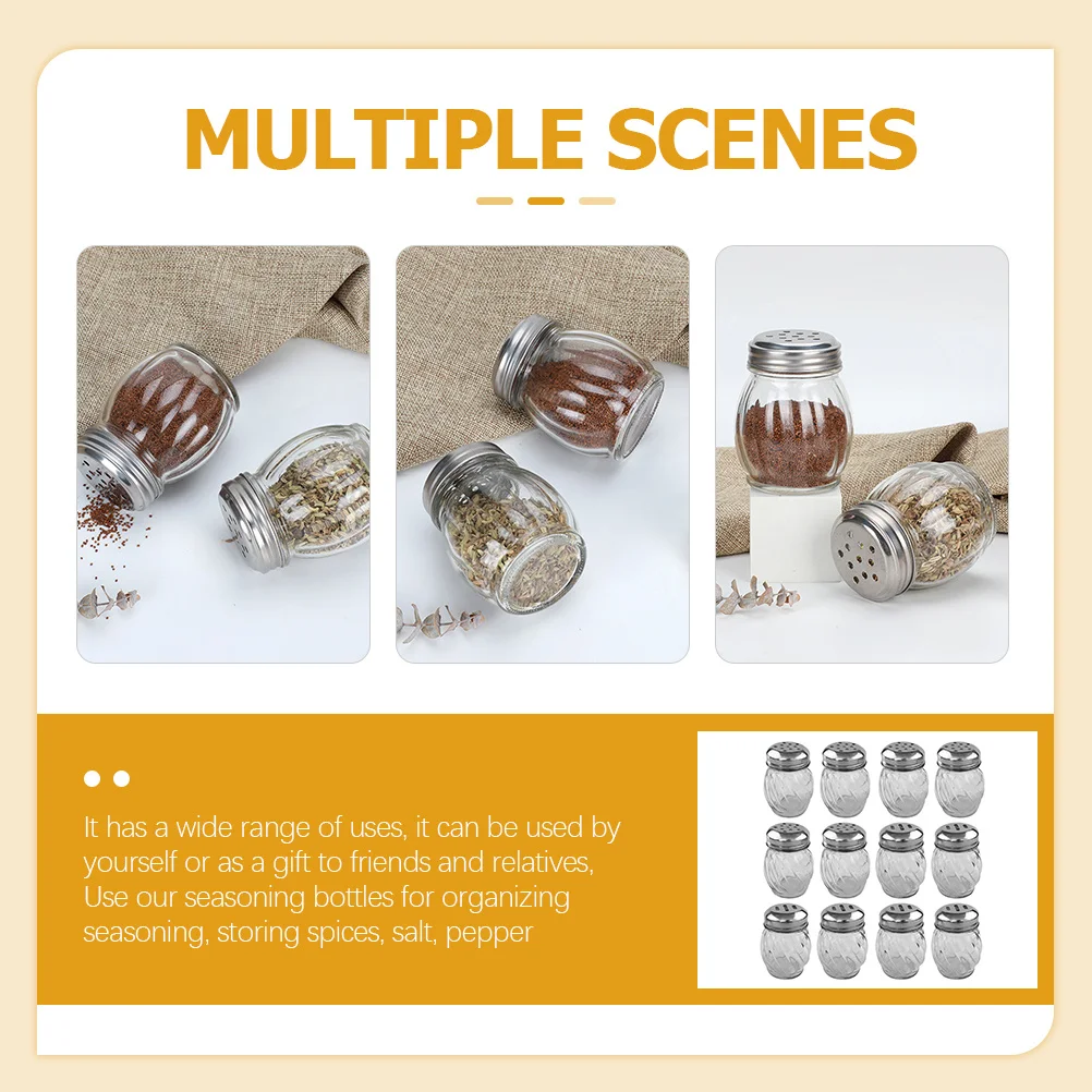 

12Pcs Transparent Glass Spice Jars Seasoning Bottles Refillable Kitchen Containers Salt Pepper Shakers Salt Shaker