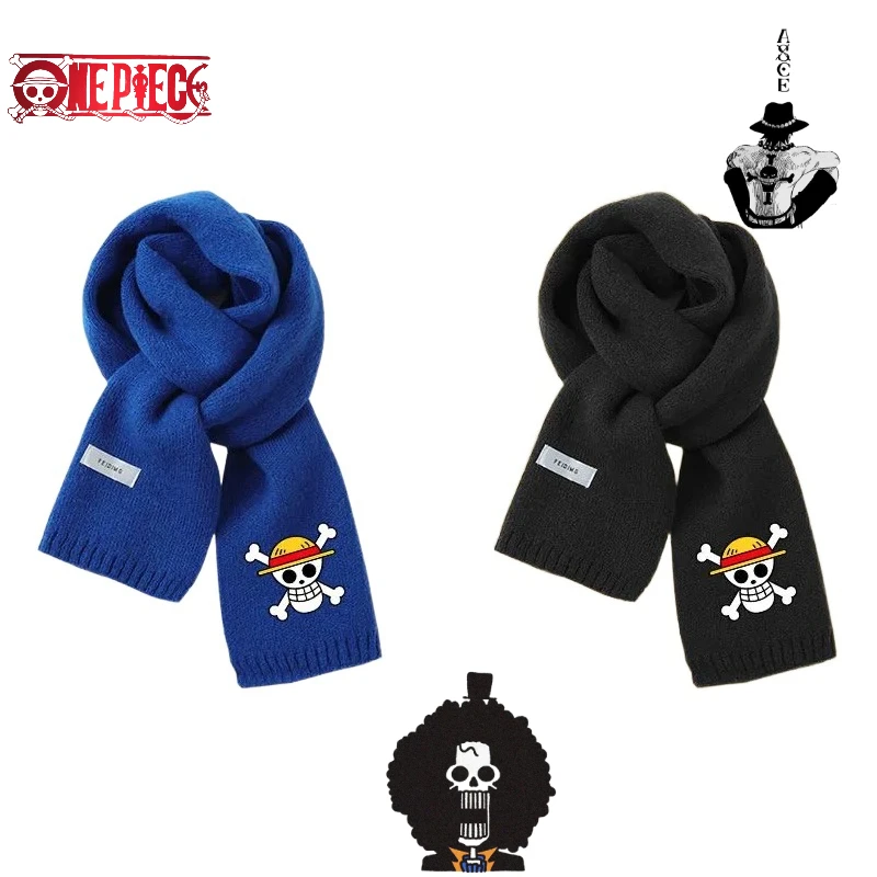 

One Piece BROOK аниме мультфильм двумерный шарф унисекс зимний вязаный теплый ветрозащитный шарф на шею подарок на Хэллоуин оптом