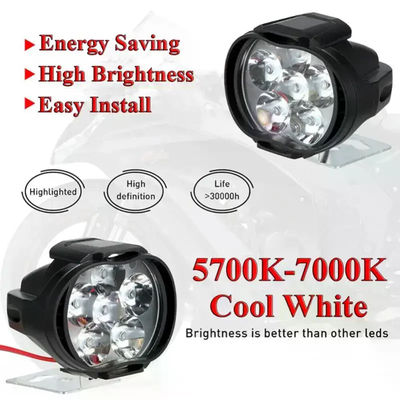 2PCS Super Bright 6 LED Motorcycle Headlights Waterproof Spot Work Lights for ATV UTV Off-road Adventures