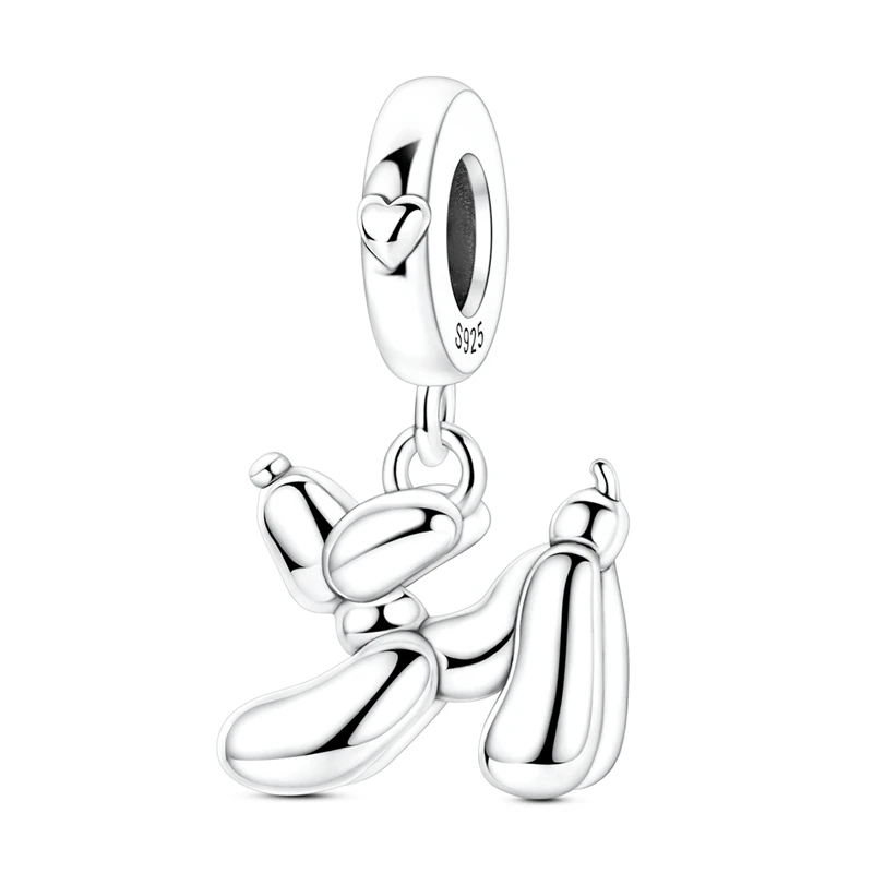 

925 Sterling Silver Charms Bead CZ Zircon Playful Balloon Dog Dangle Fit Original Bracelet DIY Women Jewelry Gift