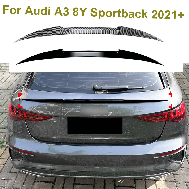 

2021+ For Audi A3 8Y Sportback Gloss Black Rear top Trunk Spoiler Wing ABS Tail Tailgate Splitter Trunk roof Spoiler Wings Lip