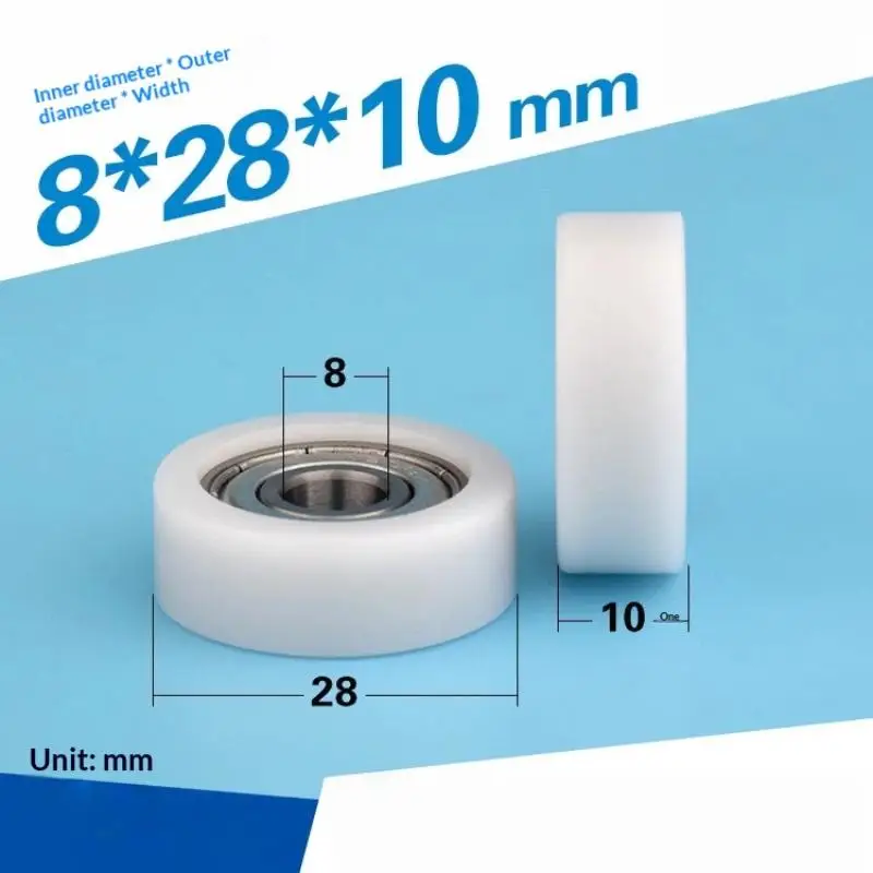 Plastic-Coated Roller Guide Wheel High Load Bearing BS60828-10 Flat POM Pressure Wheel 1Pc for Conveyor System Use