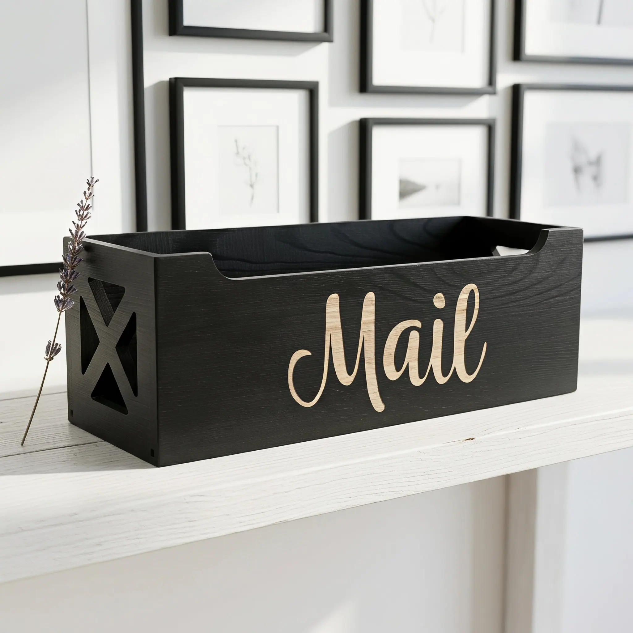 Wall Mount Mail Organizer .02x3.94 Wood Letter Box Decorative Desktop Mail Sorter Basket for Home Office Countertop