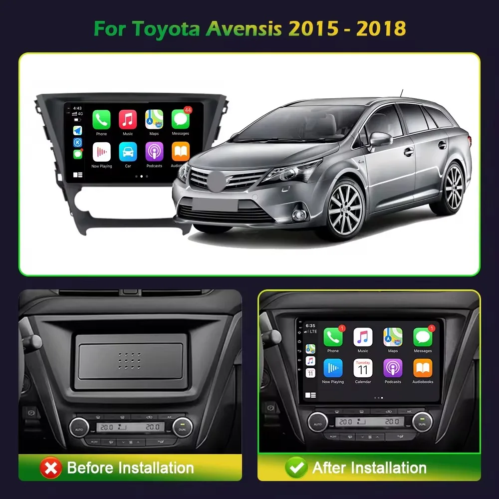 Android 14 Carplay Car Radio For Toyota Avensis 2018 2019 2020 Navigation Multimedia GPS Player Stereo WiFi+4G video 360 Camera