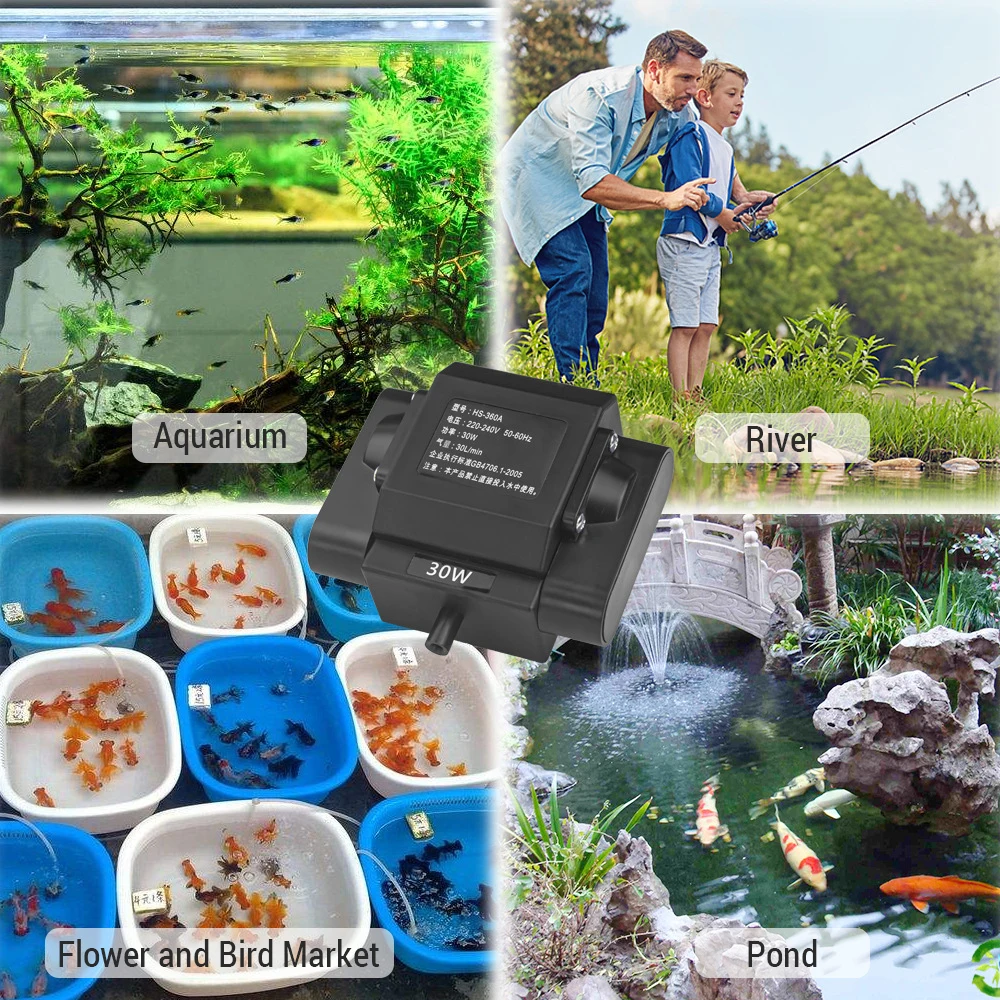 20W/30W Powerful Aquarium Pump Adjustable Fish Oxygen Aerator Pump 4 Outlets Accessories for Aquariums Fish Tanks Hydroponic