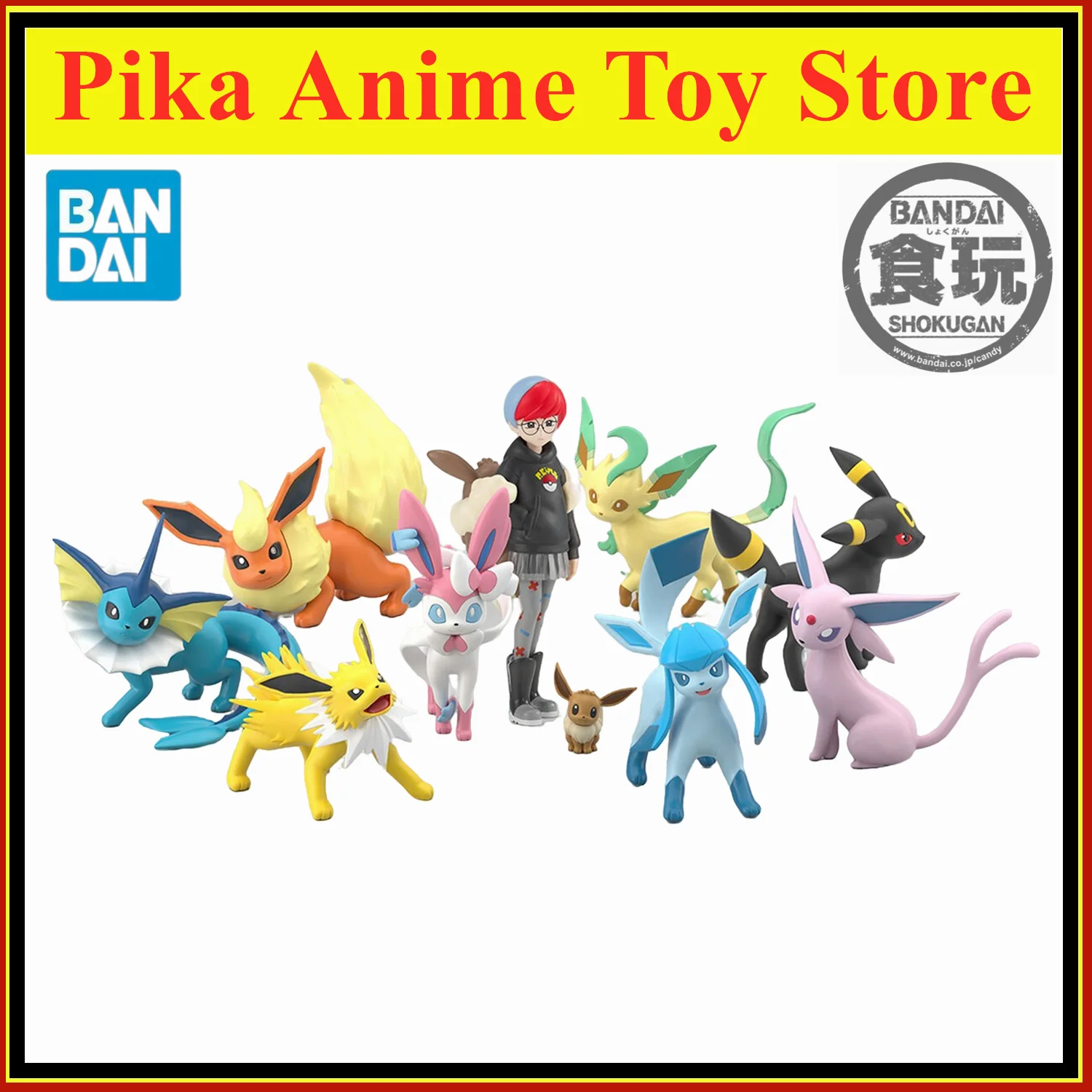 Original BANDAI SCALE WORLD Flareon Booste Eevee Sylveon Botan Anime Figure Pokémon Violet Scarlet Pocket Monster Doll Toys