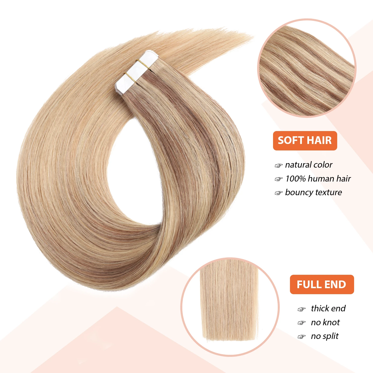 XDhair Tape In Hair Extensions  human hair 50g 14inch tape in hair extensions  For Women 100% Real Hair  Tape in Hair Extensions