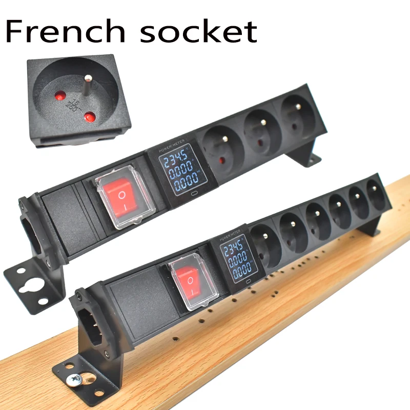 

PDU power strip network cabinet rack C14 port desktop French socket 1-9AC double break switch with ammeter wireless socket