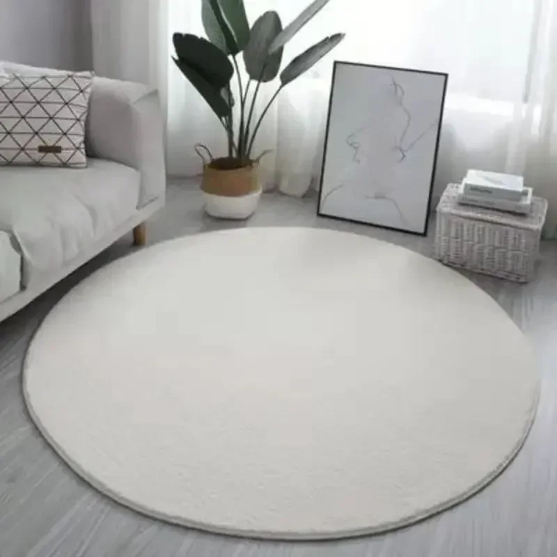 Solid Color Round Thickened Carpet Living Room Bedroom Decorate Bedside Coffee Table Rug Computer Chair  Hanging Basket Mat