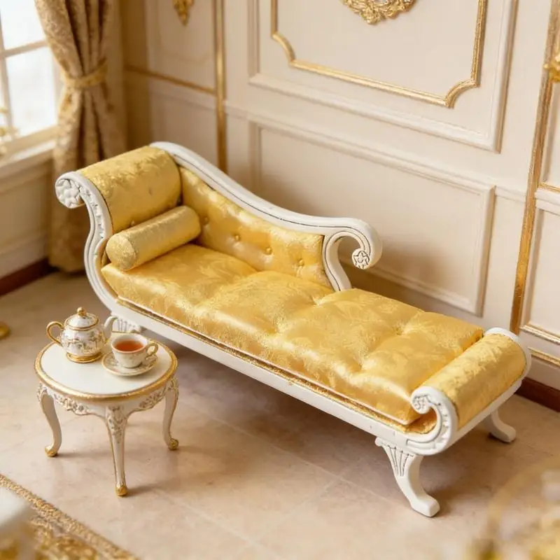 

1:12 масштаб деревянный шезлонг кукольный дом мебель миниатюрный диван модель для коллекционеров и ремесленное украшение сцены