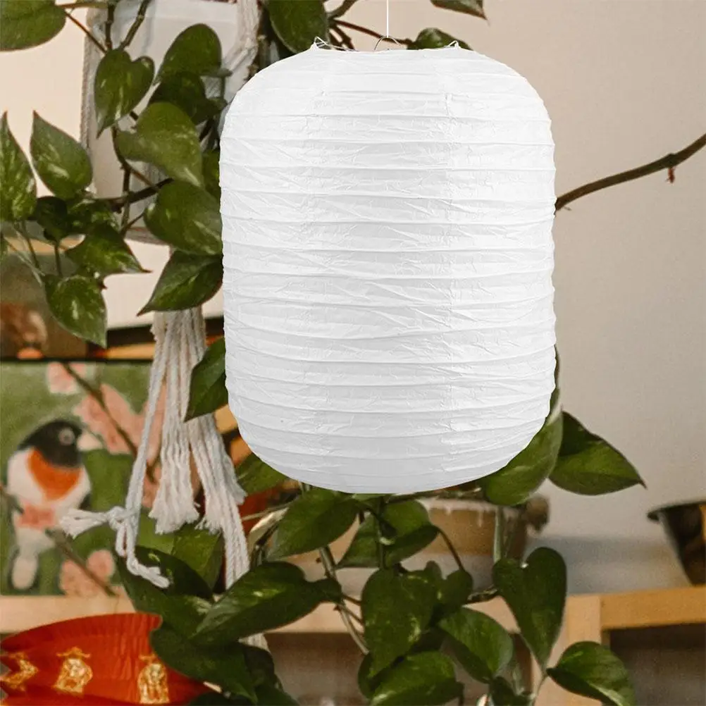 2Pcs Paper Lampshades Black White Cylinder Blank DIY Painting Decorative Hanging Home Blank Lanterns Decorative Bedroom Festive