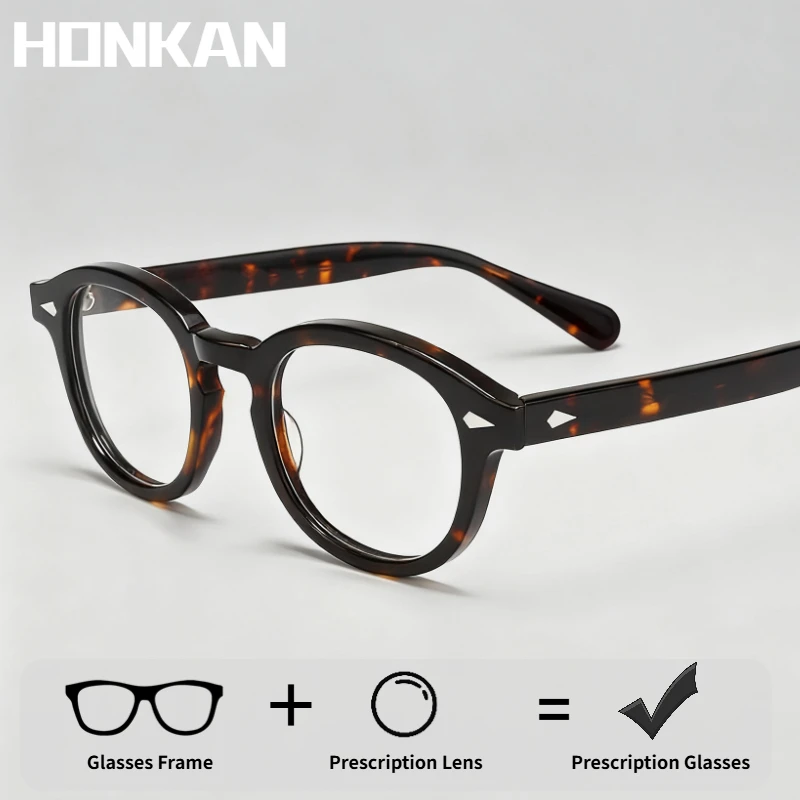 

Luxury Acetate Optical Glasses Men's Spectacle Frame Glasses Brand Designer Computer Male Round Vintage Prescription Eyeglasses