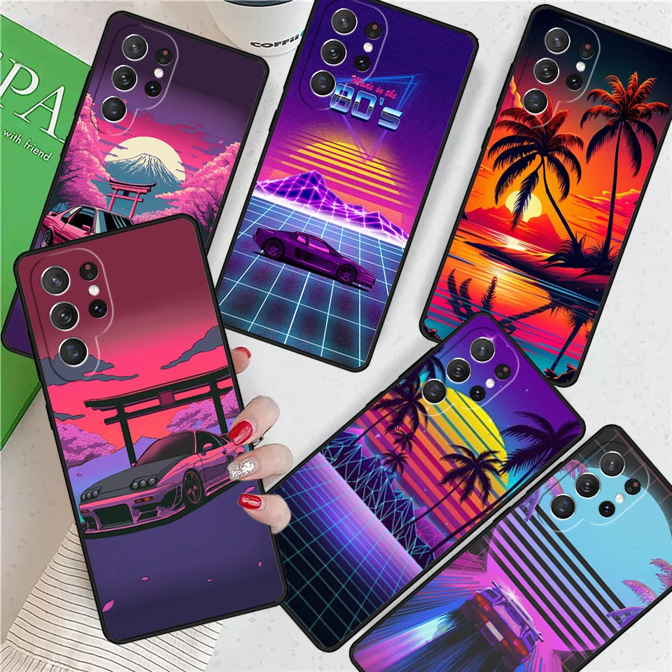 Synthwave Retro 80s Neon For Samsung Galaxy S24 Ultra S21 S22 S8 S9 S10 5G Note 10 20 Plus FE S23 Phone case Cover Coque