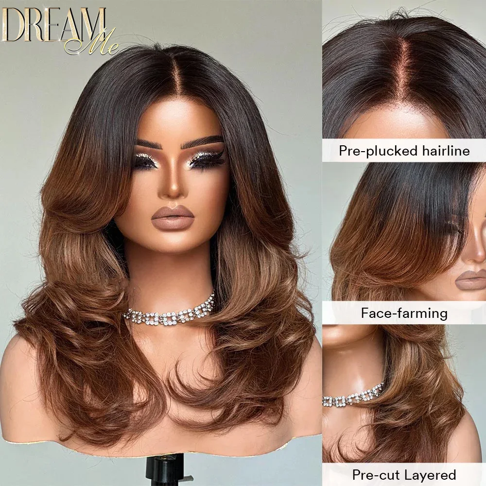 

Wear And Go 5x5/7x5 HD Lace Closure Wigs 250% Pre Everything Ombre Brown Natural Wig Melt Skins 360 Glueless Wig Human Hair