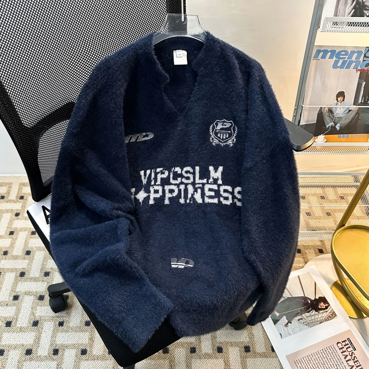 

Американский спортивный свитер V-Ne, мужской ленивый элитный студенческий трикотаж, верхняя одежда, осенне-весенний сезон, повседневная одежда