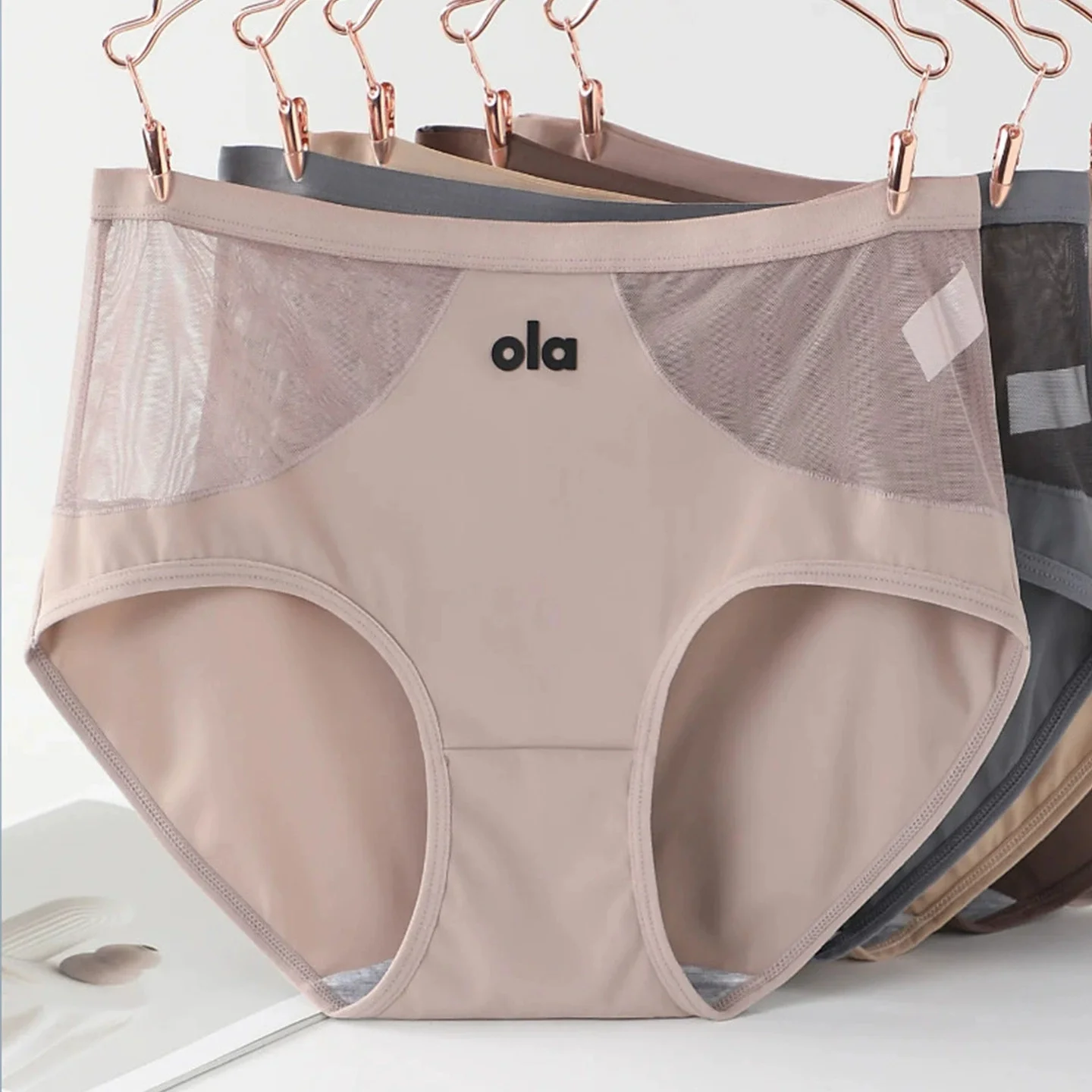 3PCS/Set Panties for Women No Trace Thin Underwears Breathable Transparent Net  Print Letter Sexy Underpants