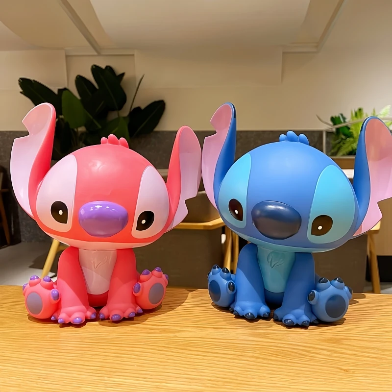 Hot Sale Stitch Angel Piggy Bank Cartoon Anime Money Box Pvc Model Kawaii Doll Decorative Collect Kids Toy Holiday Birthday Gift